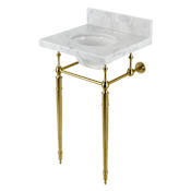 Kingston Brass Edwardian 19" Rectangular Brass, Marble Console Bathroom Sink with Overflow and 3 Faucet Holes at 4" Centers Marble White / Brushed Brass