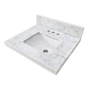 Kingston Brass Edwardian 19" Rectangular Brass, Marble Console Bathroom Sink with Overflow and 3 Faucet Holes at 4" Centers Carrara White