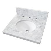 Kingston Brass Edwardian 19" Rectangular Brass, Marble Console Bathroom Sink with Overflow and 3 Faucet Holes at 8" Centers Carrara White