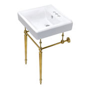Kingston Brass Edwardian 20" Console Sink Set with 3 Faucet Holes at 4" Centers Brushed Brass