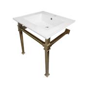 Kingston Brass Monarch 25" Wide Console Sink Set White / Brushed Brass