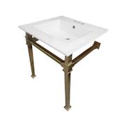 Kingston Brass Monarch 25" Wide Console Sink Set White / Brushed Brass