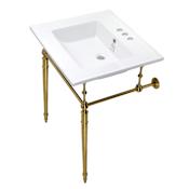 Kingston Brass Edwardian 25" Wide Console Sink Set White / Brushed Brass