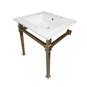 Kingston Brass Monarch 25" Wide Console Sink Set White / Brushed Brass
