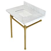 Kingston Brass Dreyfuss 30" Wide Console Sink Set Marble White / Brushed Brass