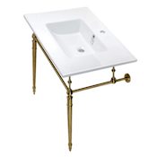 Kingston Brass Edwardian 31" Wide Console Sink Set White / Brushed Brass
