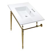 Kingston Brass Edwardian 31" Wide Console Sink Set White / Brushed Brass