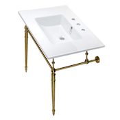 Kingston Brass Edwardian 31" Wide Console Sink Set White / Brushed Brass