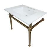 Kingston Brass Monarch 31" Wide Console Sink Set White / Brushed Brass