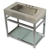 Kingston Brass Kingston Commercial 37" Wide Console Sink Set Brushed / Polished Chrome