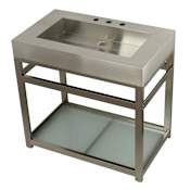 Kingston Brass Kingston Commercial 37" Single Basin Stainless Steel Console Sink with Console Base Brushed Stainless Steel / Brushed Nickel