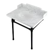 Kingston Brass Wesselman 30" Single Oval Basin Console Sink Set with Marble Vanity Top Marble White / Matte Black