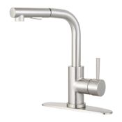 Kingston Brass Concord 1.8 GPM Single Hole Pull Out Kitchen Faucet Brushed Nickel
