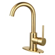 Kingston Brass Concord 1.2 GPM Deck Mounted Single Hole Bathroom Faucet with Push Pop-Up Drain Assembly Brushed Brass