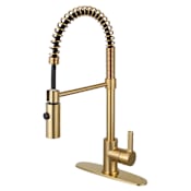 Kingston Brass Continental 1.8 GPM Single Hole Pre-Rinse Pull Down Kitchen Faucet Brushed Brass