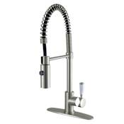 Kingston Brass Paris 1.8 GPM Single Hole Pre-Rinse Pull Down Kitchen Faucet Brushed Nickel