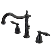 Kingston Brass Water Onyx 1.2 GPM Widespread Bathroom Faucet with Pop-Up Drain Assembly Black Onyx