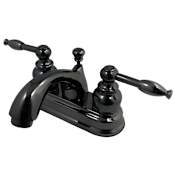 Kingston Brass Water Onyx 1.2 GPM Centerset Bathroom Faucet with Pop-Up Drain Assembly Black Onyx