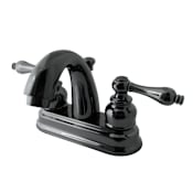 Kingston Brass Water Onyx 1.2 GPM Centerset Bathroom Faucet with Pop-Up Drain Assembly Black Onyx