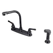 Kingston Brass Water Onyx 1.8 GPM Standard Kitchen Faucet - Includes Side Spray Black Stainless Steel