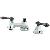 Kingston Brass Water Onyx 1.2 GPM Widespread Bathroom Faucet with Pop-Up Drain Assembly Black Onyx