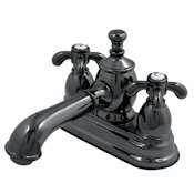 Kingston Brass Water Onyx 1.2 GPM Centerset Bathroom Faucet with Pop-Up Drain Assembly Black Nickel