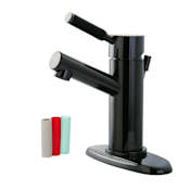 Kingston Brass Water Onyx 1.2 GPM Single Hole Bathroom Faucet with Pop-Up Drain Assembly Black Nickel