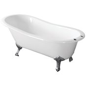 Kingston Brass Aqua Eden 67" Clawfoot Cast Iron Tub with 7" Faucet Drillings White / Polished Chrome