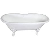 Kingston Brass Aqua Eden 72" Clawfoot Cast Iron Soaking Tub with Center Drain, and Overflow White