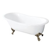 Kingston Brass Tazatina 54" Clawfoot Cast Iron Soaking Tub with Reversible Drain, and Overflow White / Brushed Nickel