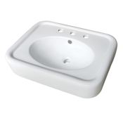 Kingston Brass Robert 25-9/16" Rectangular Porcelain Console Bathroom Sink Only with Overflow and 3 Faucet Holes at 8" Centers White