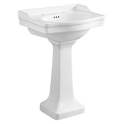 Kingston Brass Imperial 24-3/16" Rectangular Ceramic Pedestal Sink with Overflow and 3 Faucet Holes at 8" Centers White