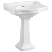 Kingston Brass Imperial 29-15/16" Rectangular Ceramic Pedestal Sink Set with Overflow and 3 Faucet Holes at 8" Centers White