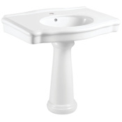 Kingston Brass Sovereign 34-7/16" Rectangular Ceramic Pedestal Bathroom Sink with Overflow and Single Faucet Hole Glossy White