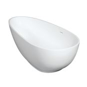 Kingston Brass Arcticstone 67" Free Standing Solid Surface Soaking Tub with Center Drain, Drain Assembly, and Overflow Glossy White / Matte White