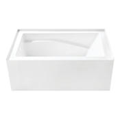 Kingston Brass Oriel 54" Three Wall Alcove Acrylic Soaking Tub with Left Drain and Overflow Glossy White