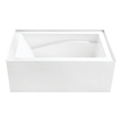 Kingston Brass Oriel 54" Three Wall Alcove Acrylic Soaking Tub with Right Drain and Overflow Glossy White