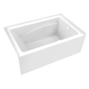 Kingston Brass Aqua Eden 54" Three Wall Alcove Acrylic Soaking Tub with Right Drain and Overflow Glossy White