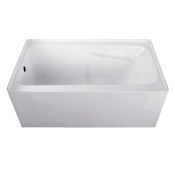 Kingston Brass Aqua Eden 54" Three Wall Alcove Acrylic Soaking Tub with Left Drain and Arm Rest White