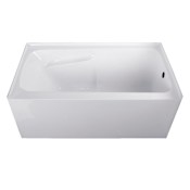 Kingston Brass Aqua Eden 54" Three Wall Alcove Acrylic Soaking Tub with Right Drain and Arm Rest White