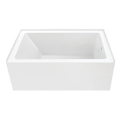 Kingston Brass Aqua Eden 54" Three Wall Alcove Acrylic Soaking Tub with Right Drain and Overflow Glossy White