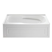 Kingston Brass Oriel 60" Three Wall Alcove Acrylic Soaking Tub with Left Drain, and Overflow White