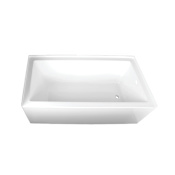 Kingston Brass Aqua Eden 60" Three Wall Alcove Acrylic Soaking Tub with Right Drain and Overflow White