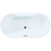 Kingston Brass Aqua Eden 66" Free Standing Acrylic Soaking Tub with Front Drain, Drain Assembly, and Overflow White / Antique Brass