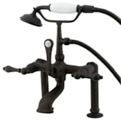 Kingston Brass Vintage Deck Mounted Clawfoot Tub Filler with Personal Hand Shower and Metal Lever Handles Oil Rubbed Bronze