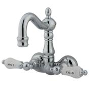 Kingston Brass Vintage Wall Mounted Clawfoot Tub Filler with Porcelain Lever Handles Polished Chrome