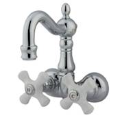 Kingston Brass Vintage Wall Mounted Clawfoot Tub Filler with Porcelain Cross Handles Polished Chrome