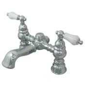 Kingston Brass Vintage Deck Mounted Clawfoot Tub Filler with Porcelain Lever Handles Polished Chrome