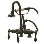 Kingston Brass Vintage Deck Mounted Clawfoot Tub Filler with Personal Hand Shower and Metal Lever Handles Oil Rubbed Bronze