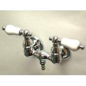 Kingston Brass Vintage Wall Mounted Clawfoot Tub Filler with Porcelain Lever Handles Polished Chrome